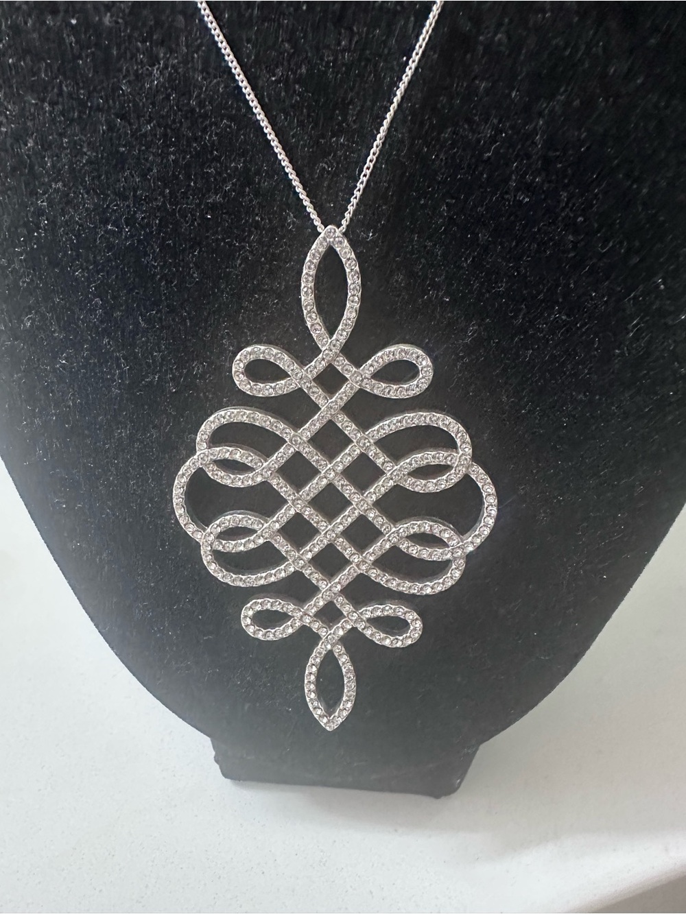 Brighton Silver-Tone Crystal Scrollwork Pendant Necklace - Silver - Picture 5 of 8